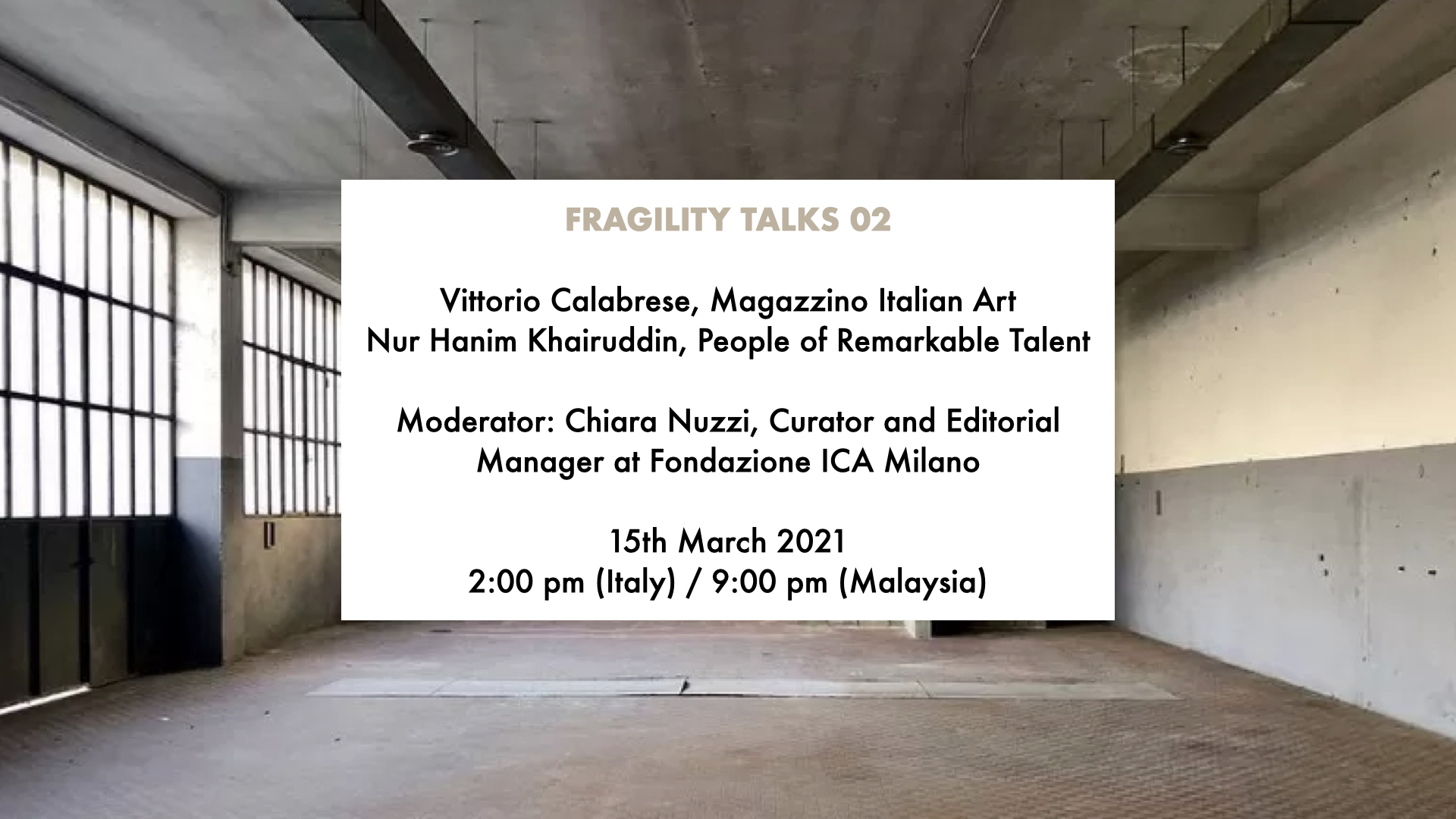 Fragility Talks 02 - Fondazione ICA Milano